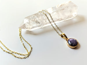 Charoite Pendant || Gold