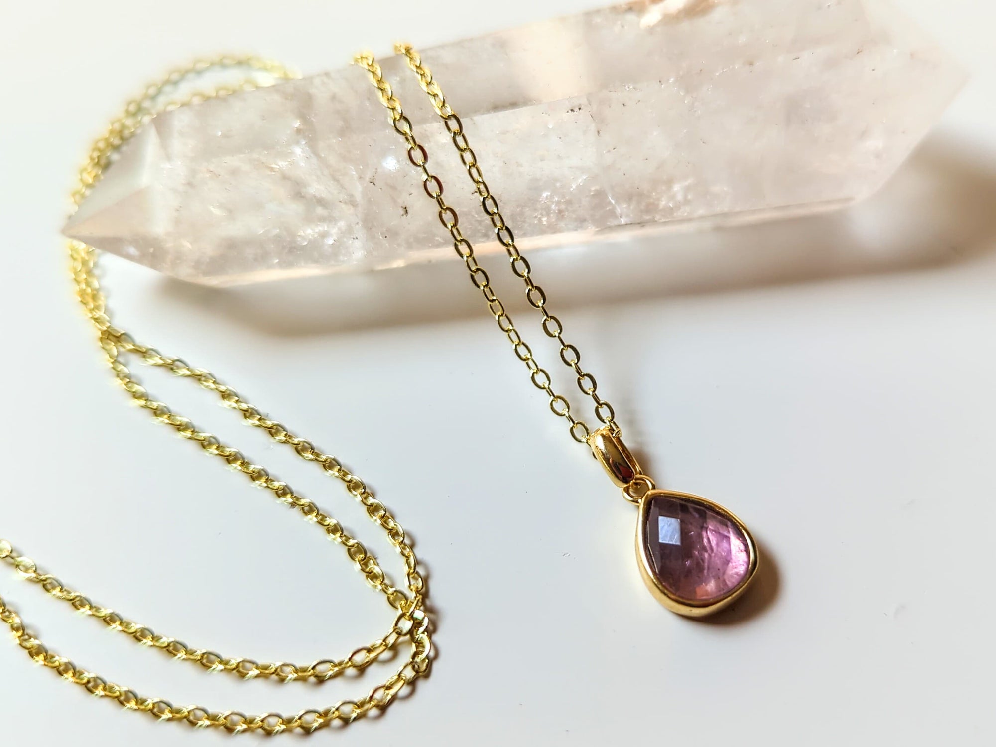 Amethyst Faceted Pendant || Gold - Dew Drop