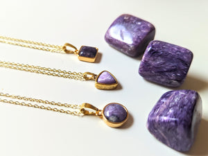 Charoite Pendant || Gold