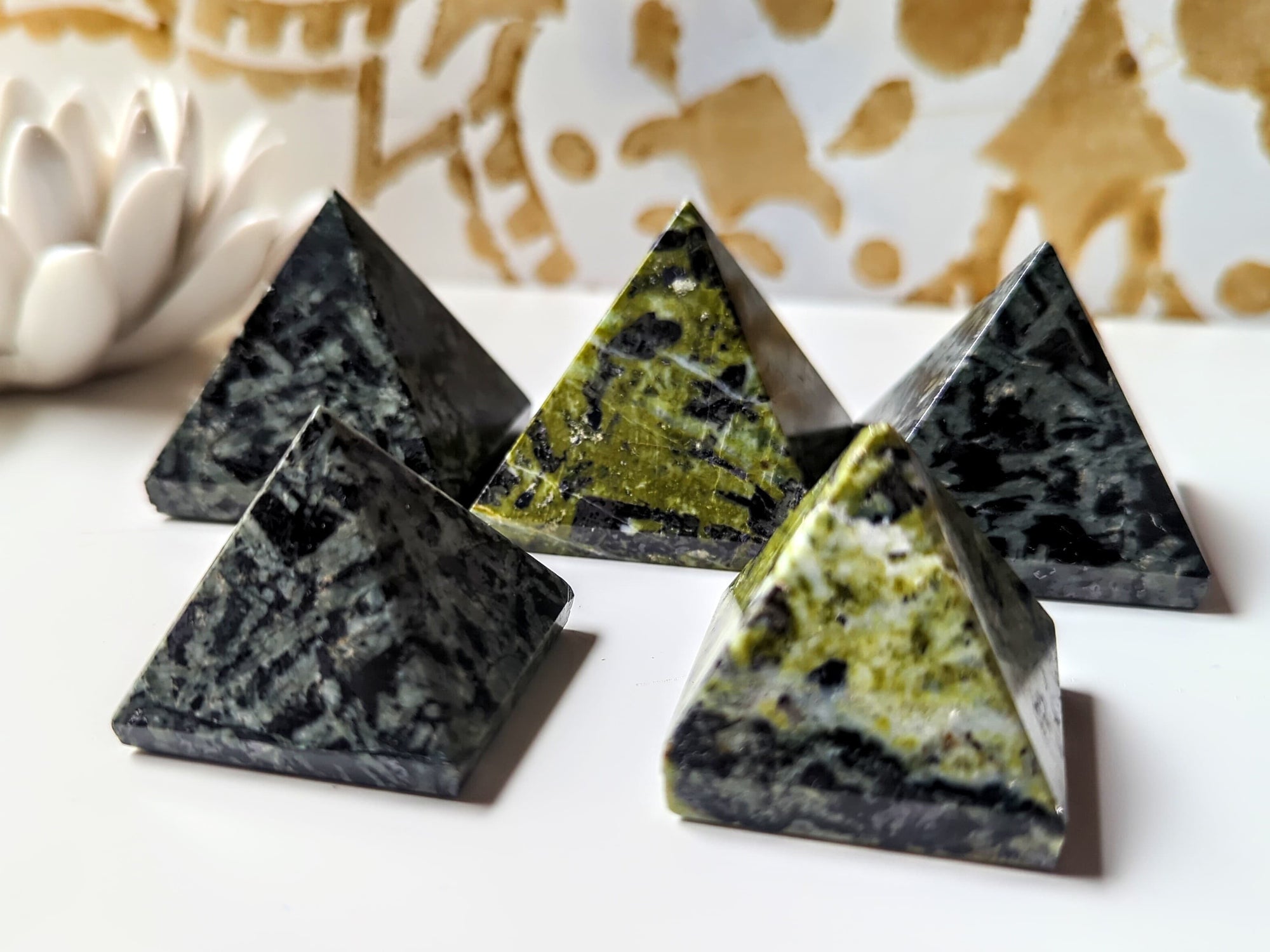 Green Flower Tourmaline Crystal Pyramid