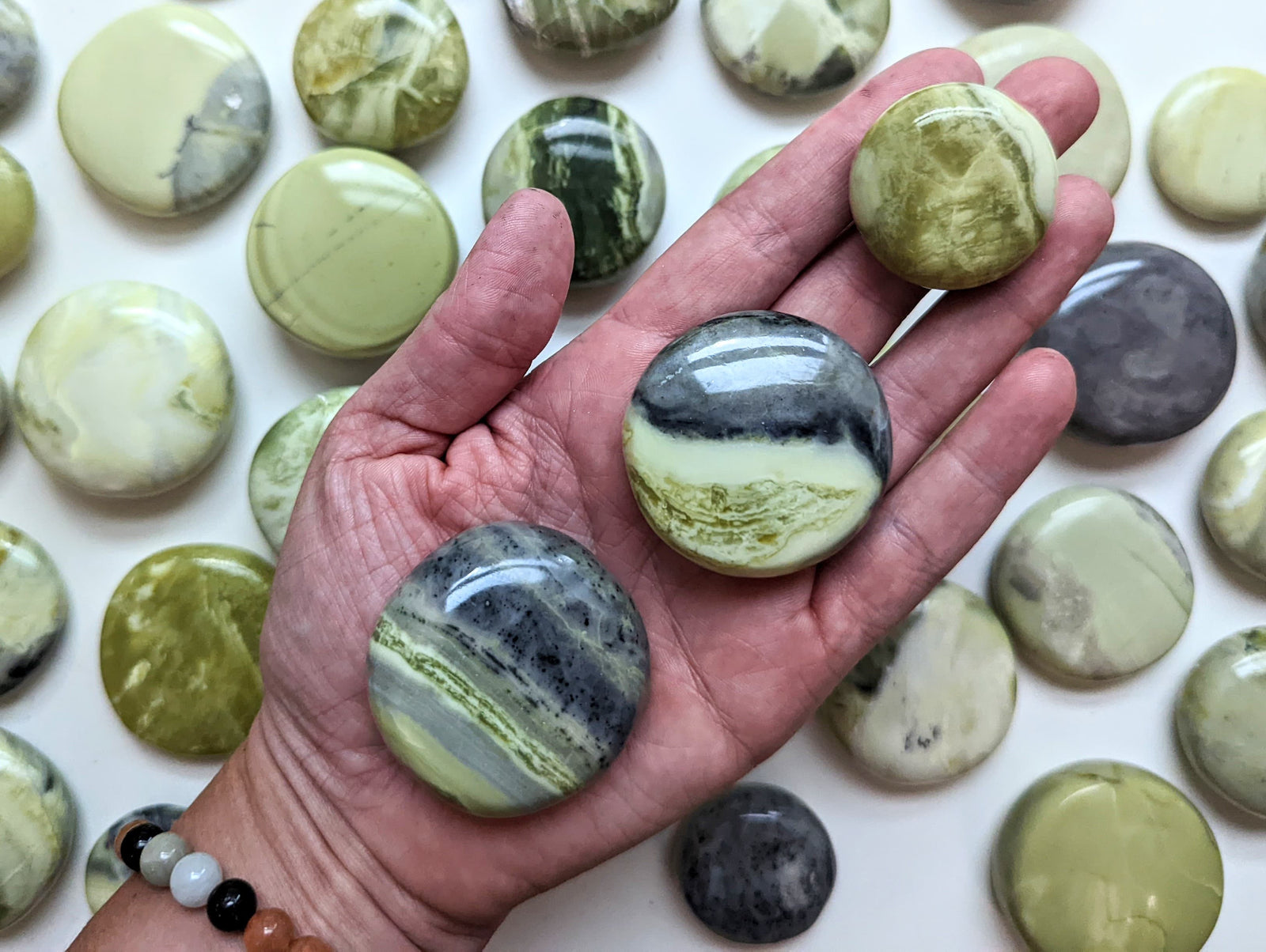 Serpentine UFO Crystal Palm Stone