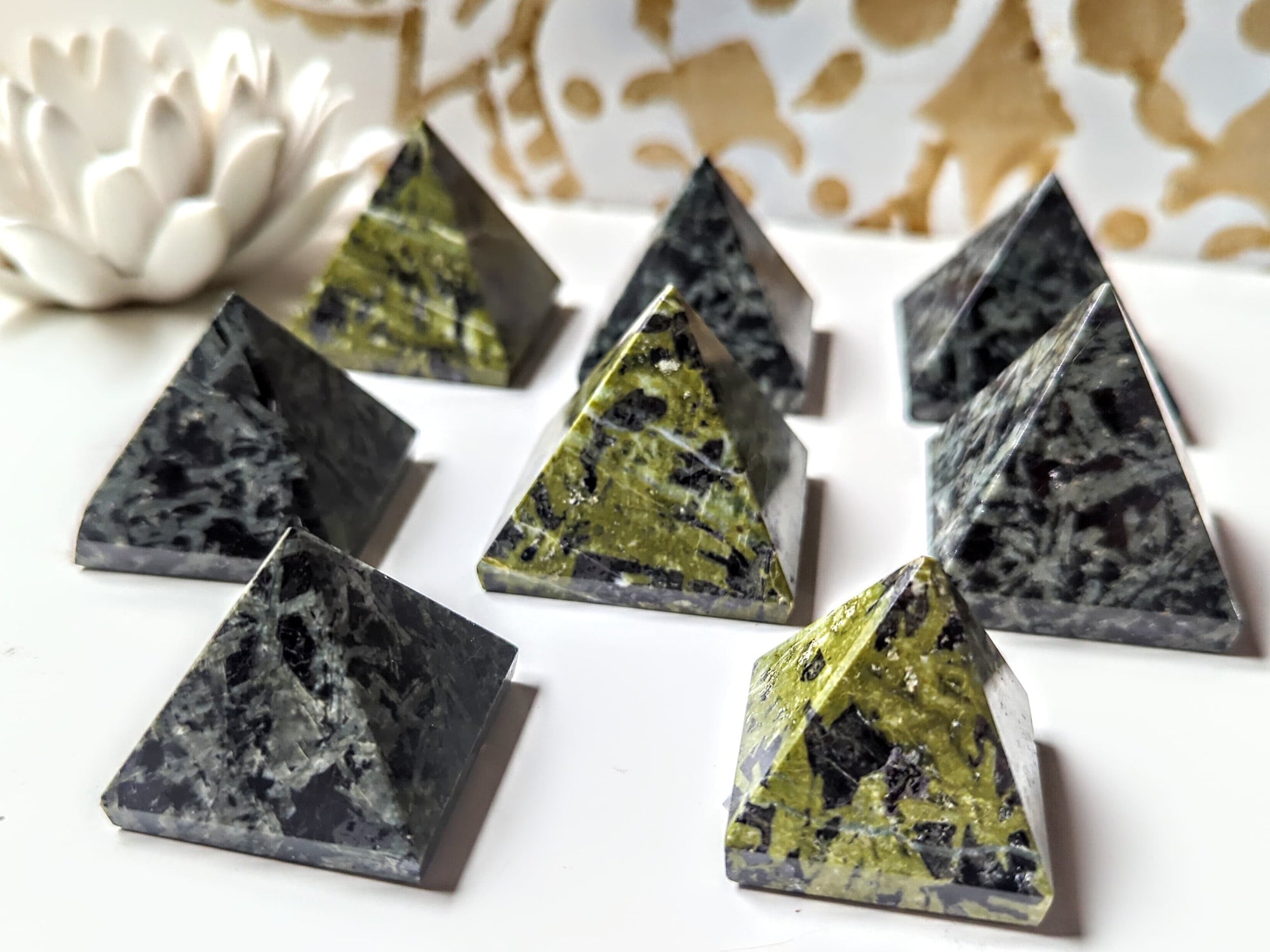 Green Flower Tourmaline Crystal Pyramid