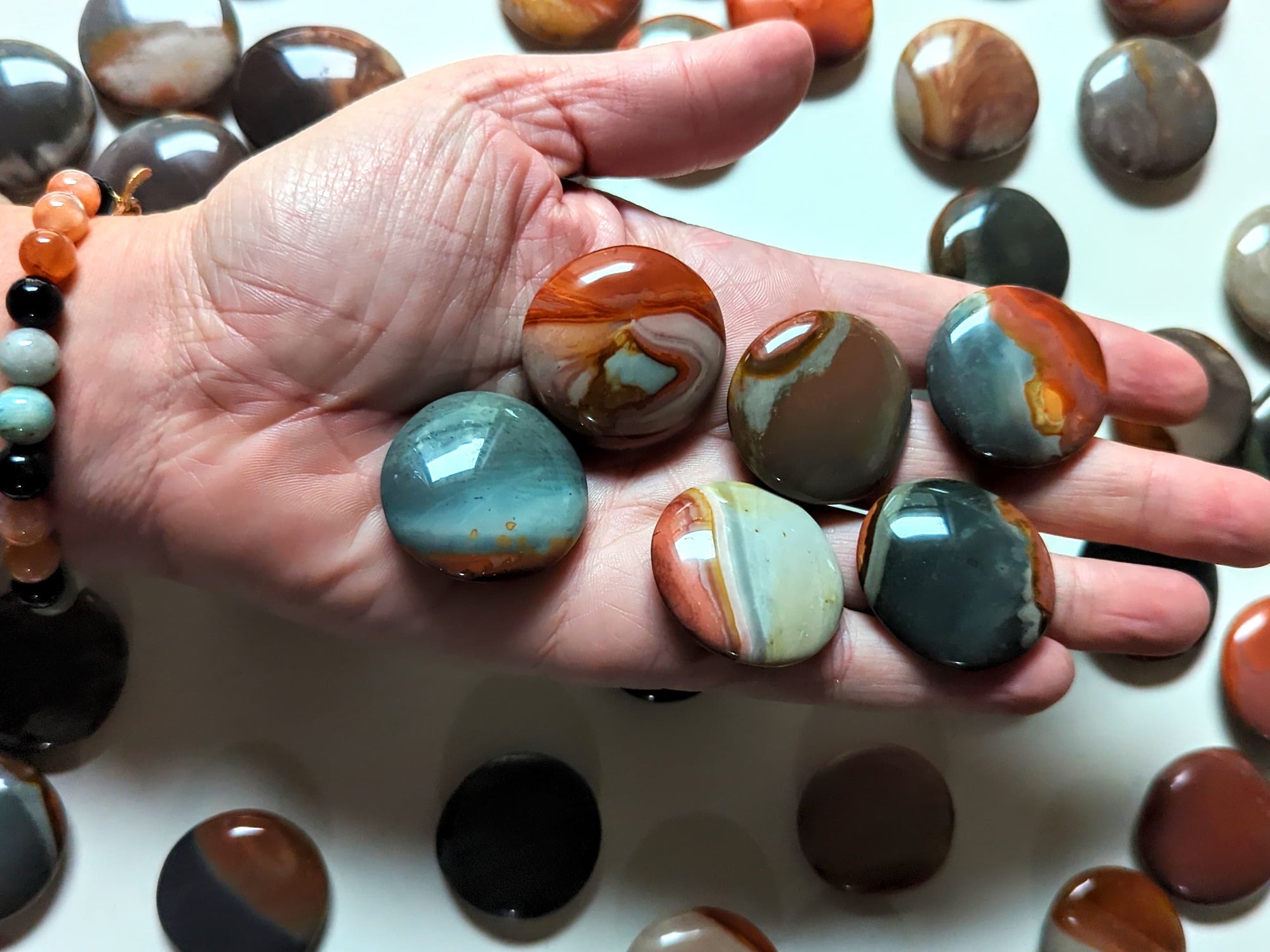 Polychrome Jasper UFO Palm Stone