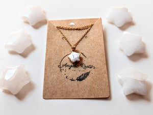 Crystal Star Gold Pendant Necklace in Howlite