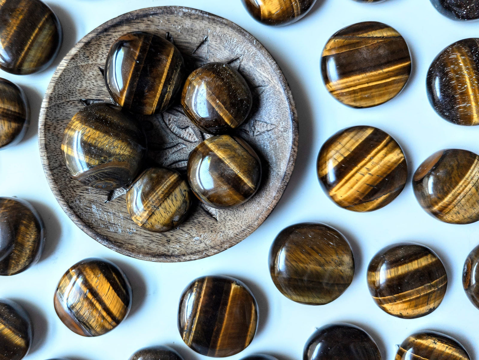 Tiger Eye UFO Palm Stone