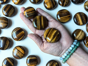 Tiger Eye UFO Palm Stone