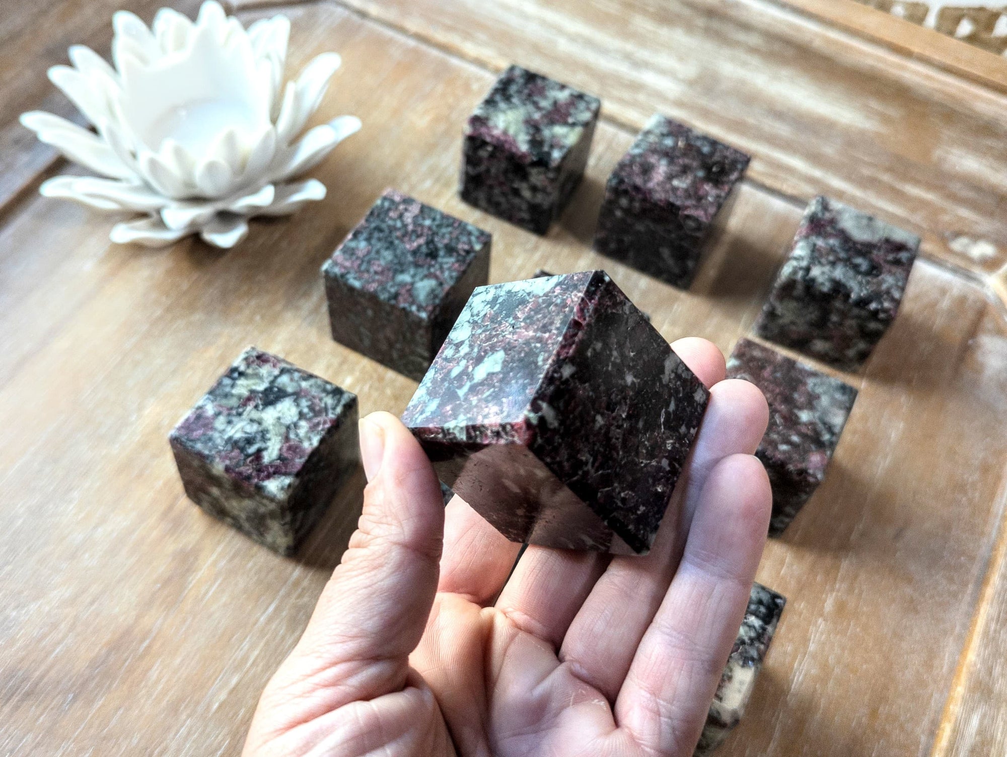 Eudialyte Crystal Cube Carving