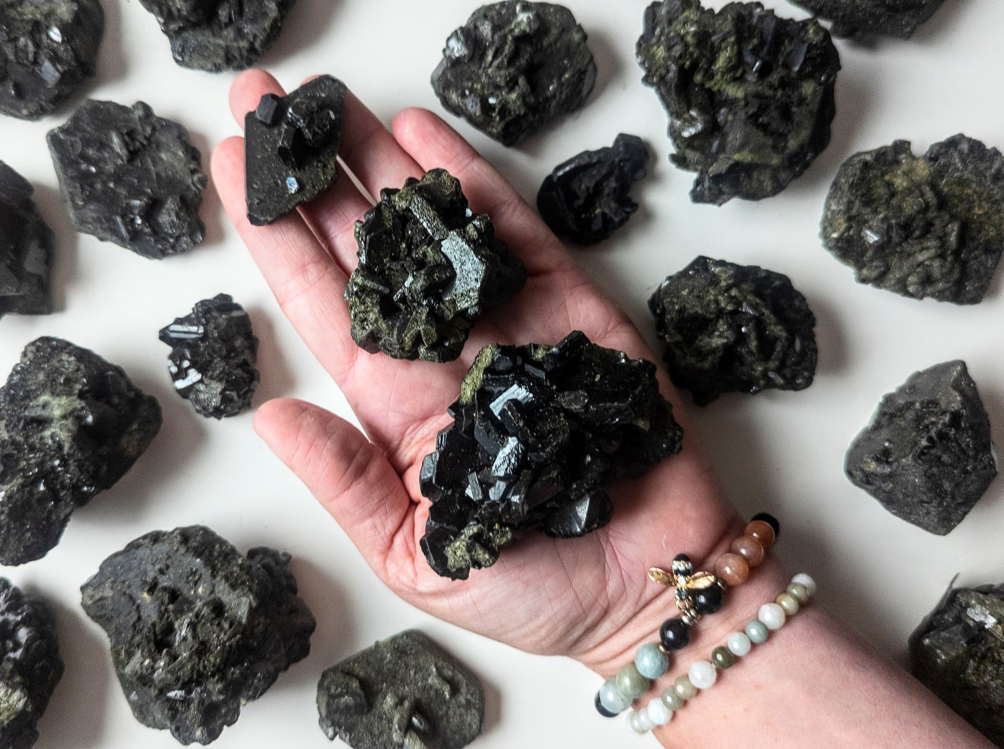 Epidote Raw Crystal Clusters