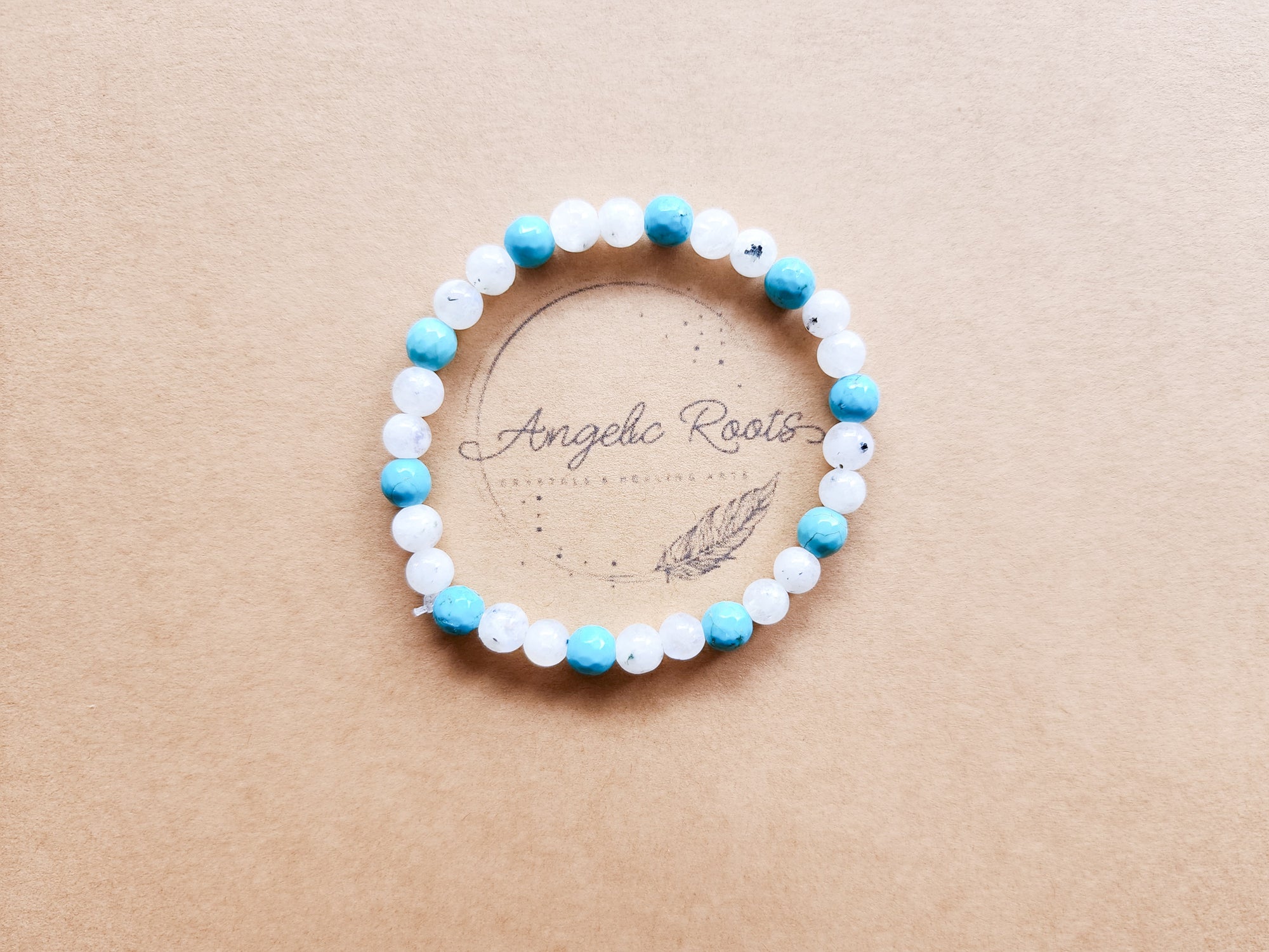 December Bracelet Stack || Turquoise & Moonstone Beaded Bracelet || Reiki Infused