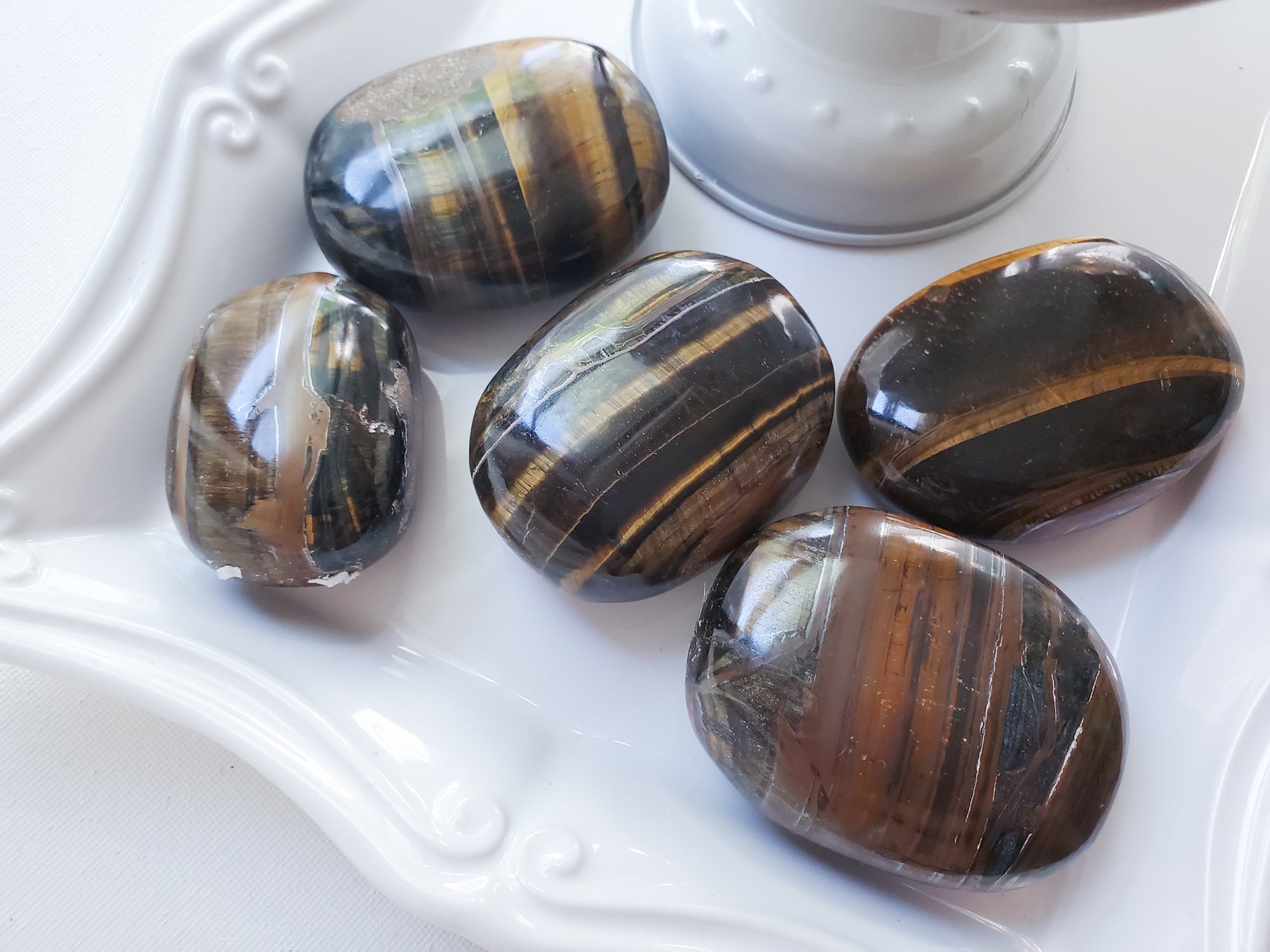 Gold & Blue Tiger Eye Palm Stone