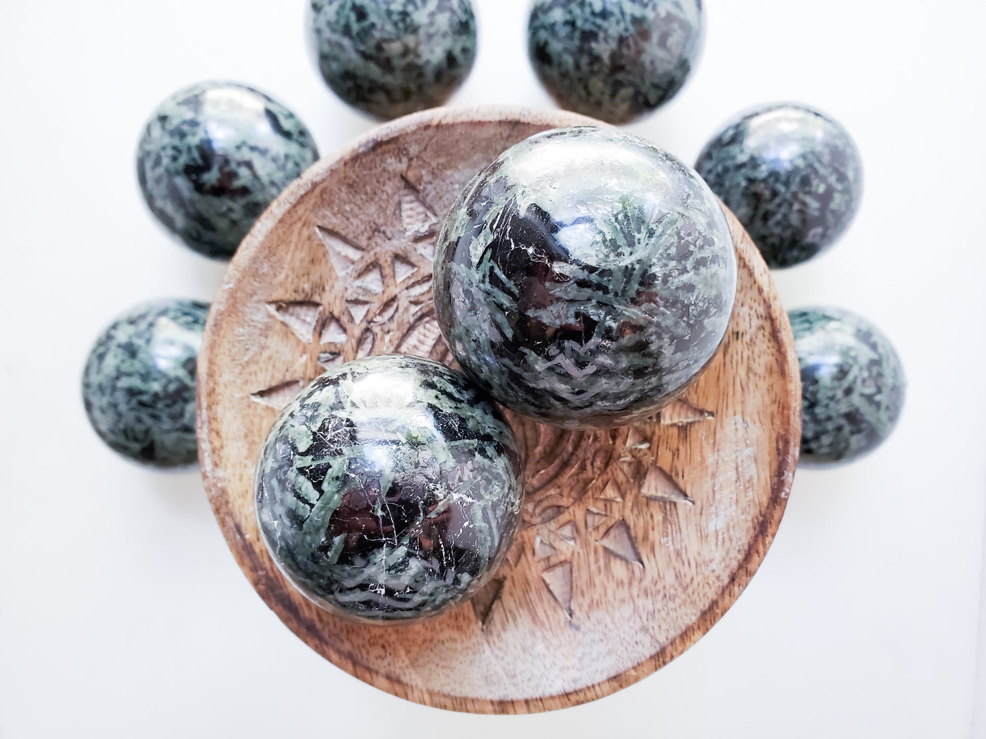 Green Flower Tourmaline Sphere