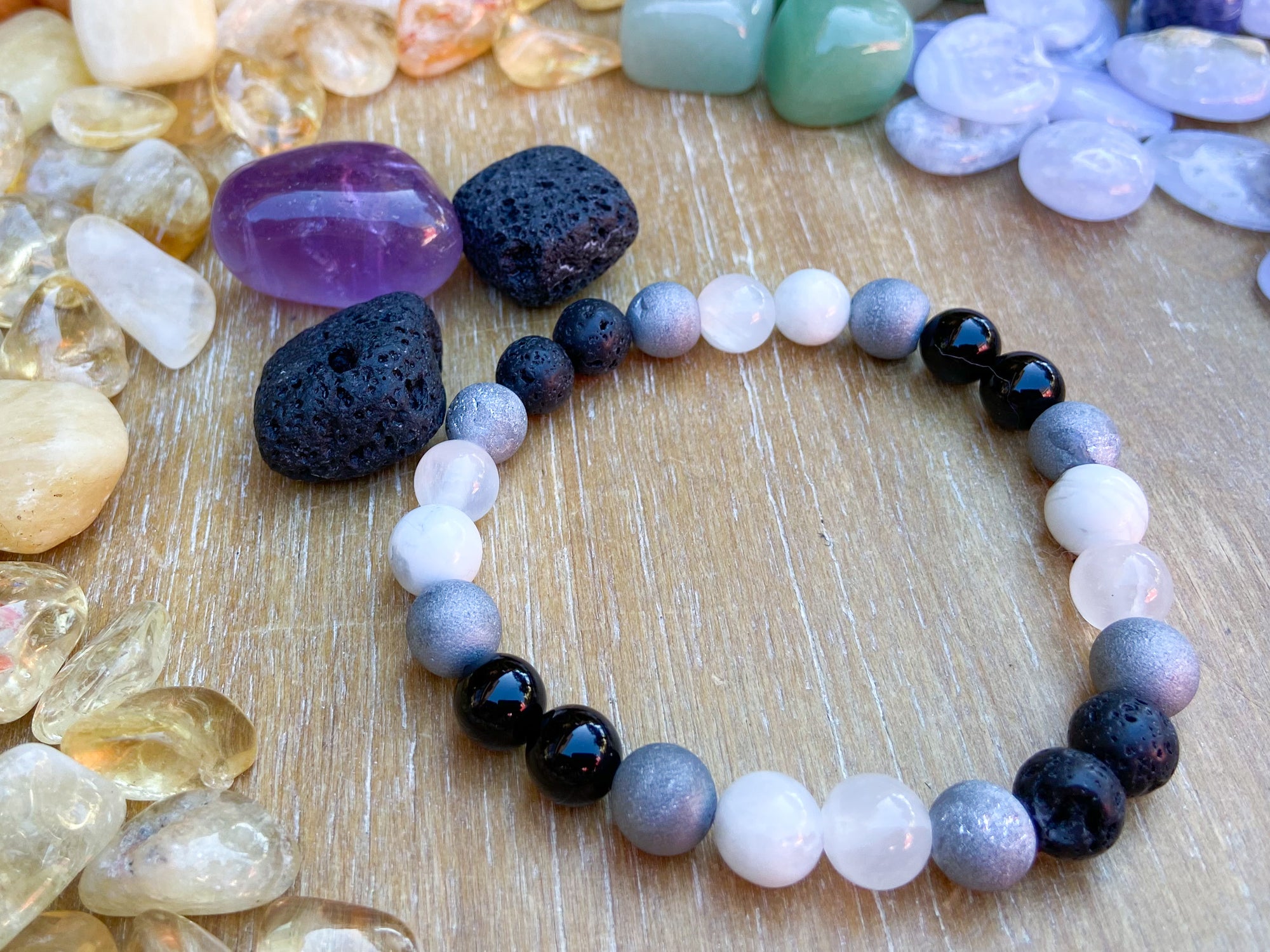 Crown & Rising Chakra || Druzy Quartz, Howlite & Selenite || 8mm & 6mm