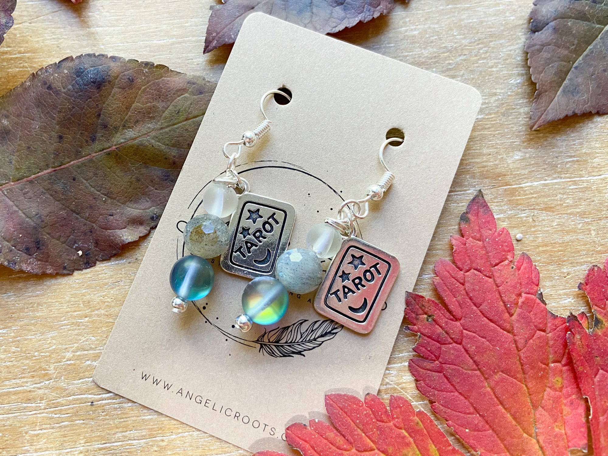 Beaded Charm Earrings || Aura Quartz & Labradorite