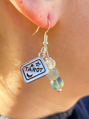 Beaded Charm Earrings || Aura Quartz & Labradorite