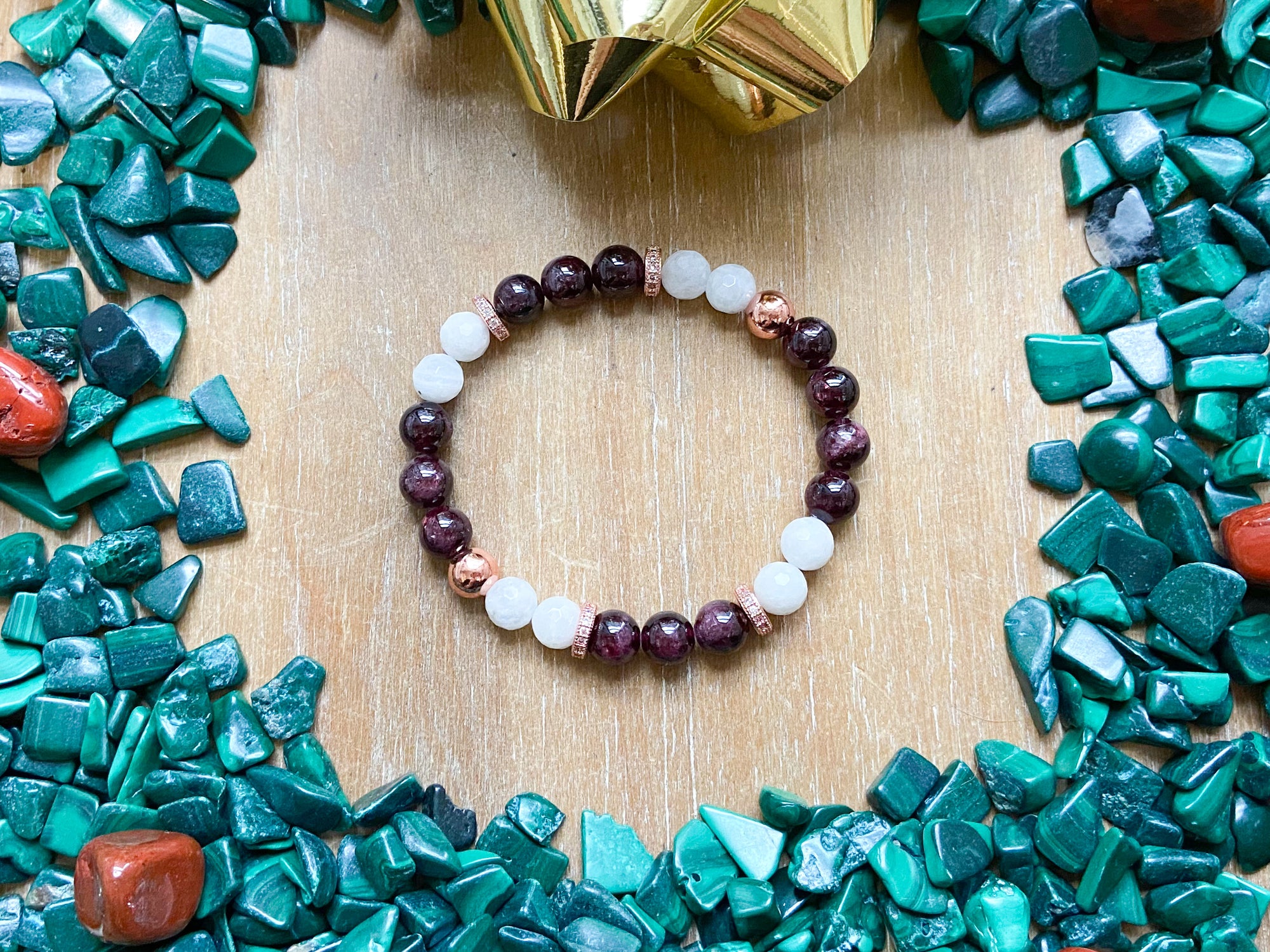 Holiday Collection || Garnet, Rainbow Moonstone & Copper || Reiki Infused