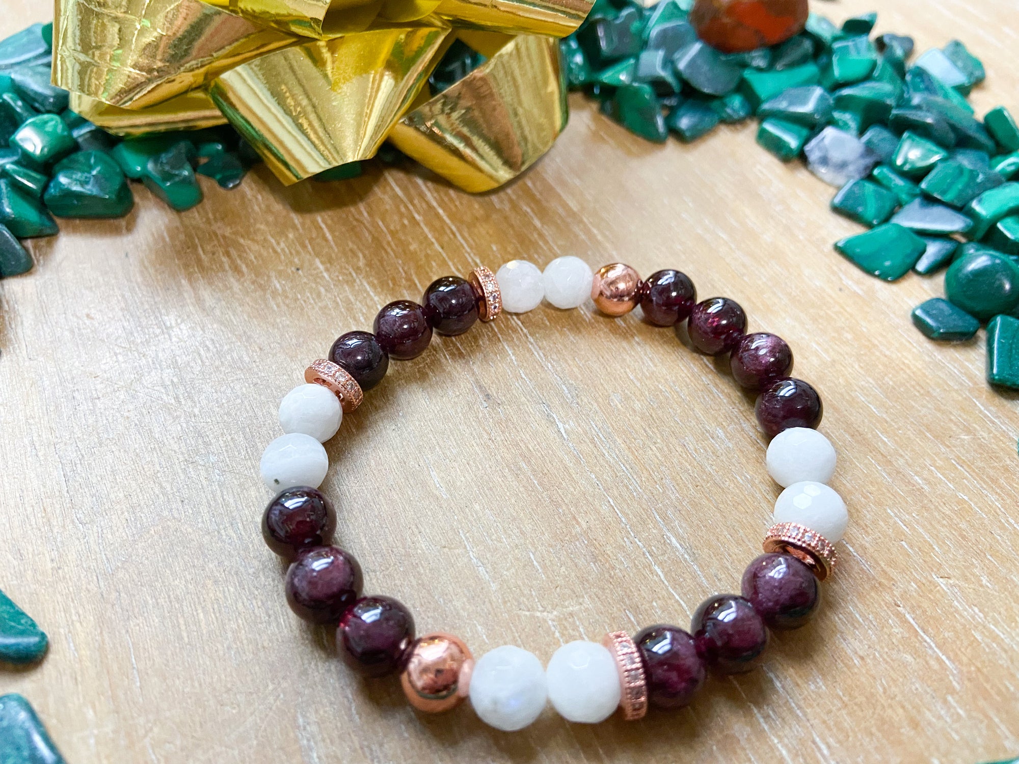 Holiday Collection || Garnet, Rainbow Moonstone & Copper || Reiki Infused