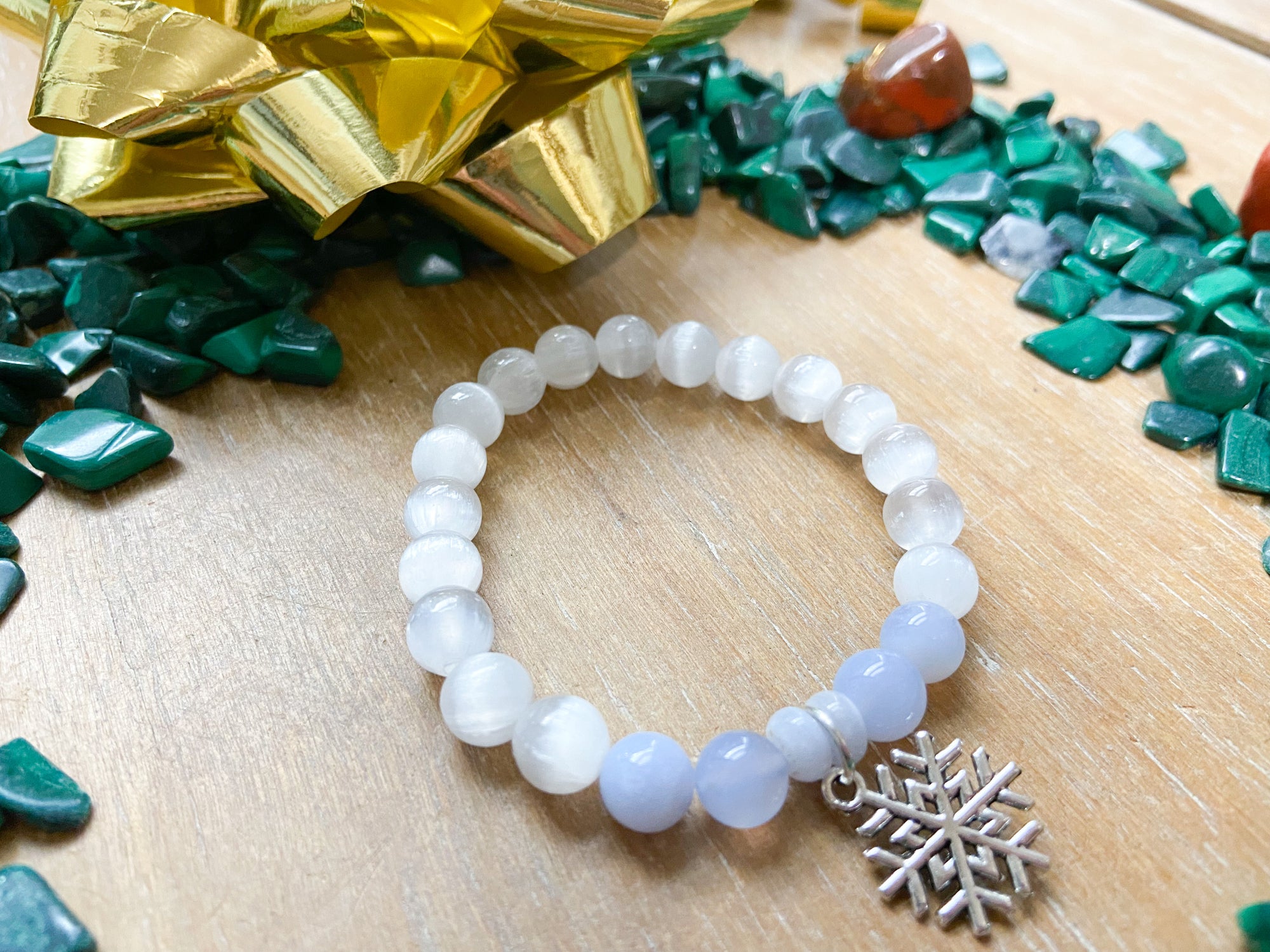 Holiday Collection || Selenite & Blue Lace Agate || Reiki Infused