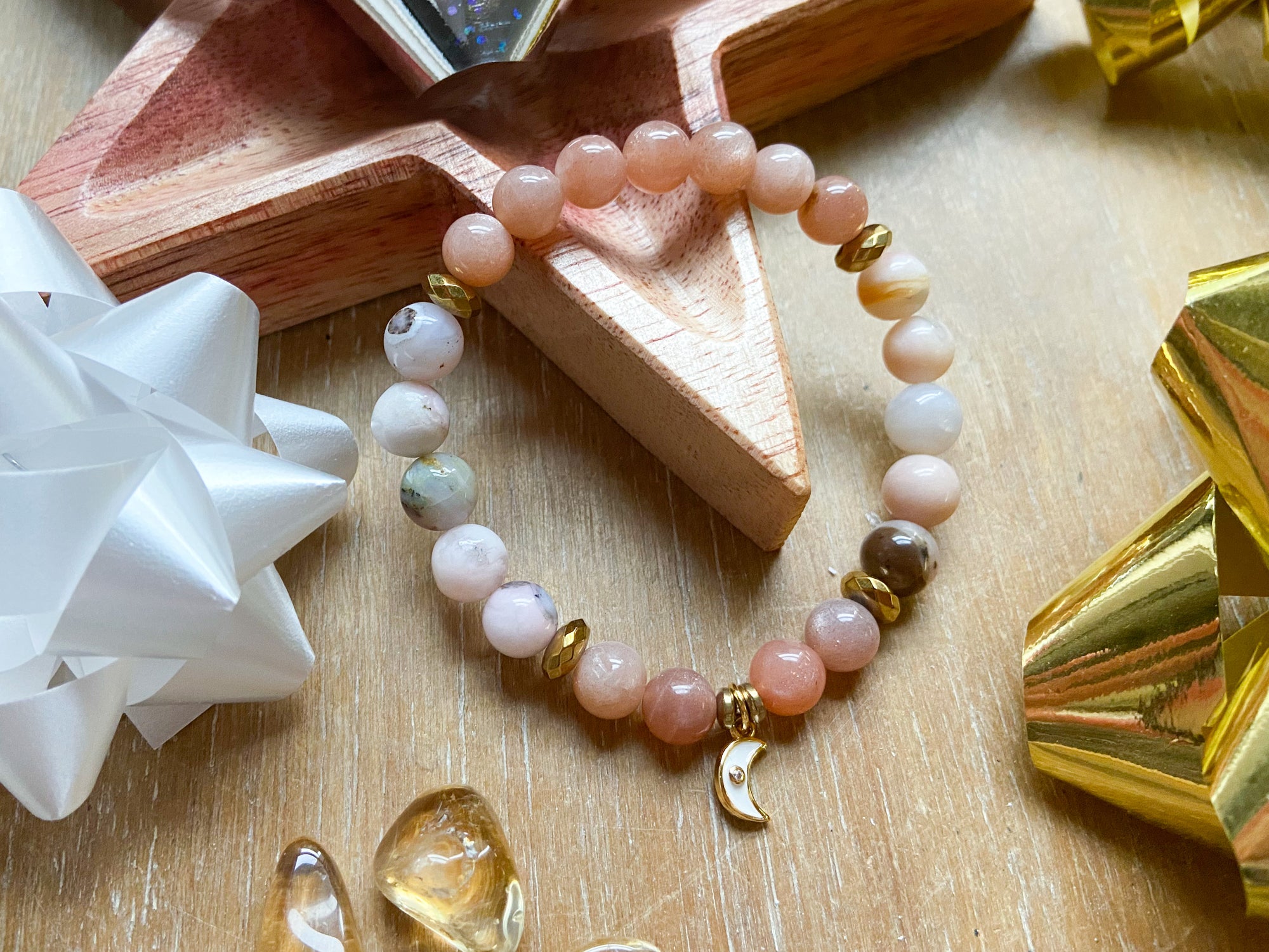 Holiday Collection || Pink Opal & Peach Moonstone || Reiki Infused