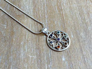 Chakra Sterling Silver Necklace - Flower