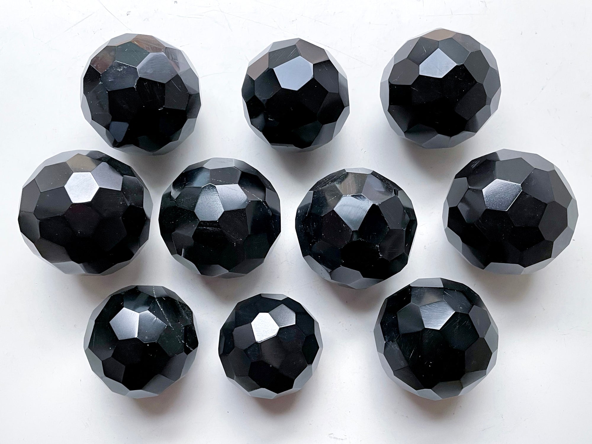 Black Agate Faceted Sphere