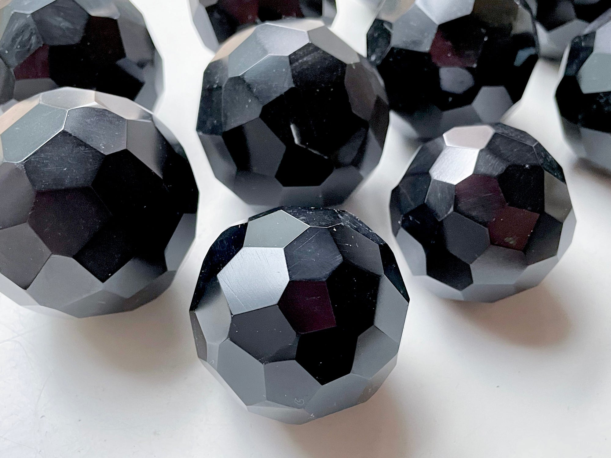 Black Agate Faceted Sphere