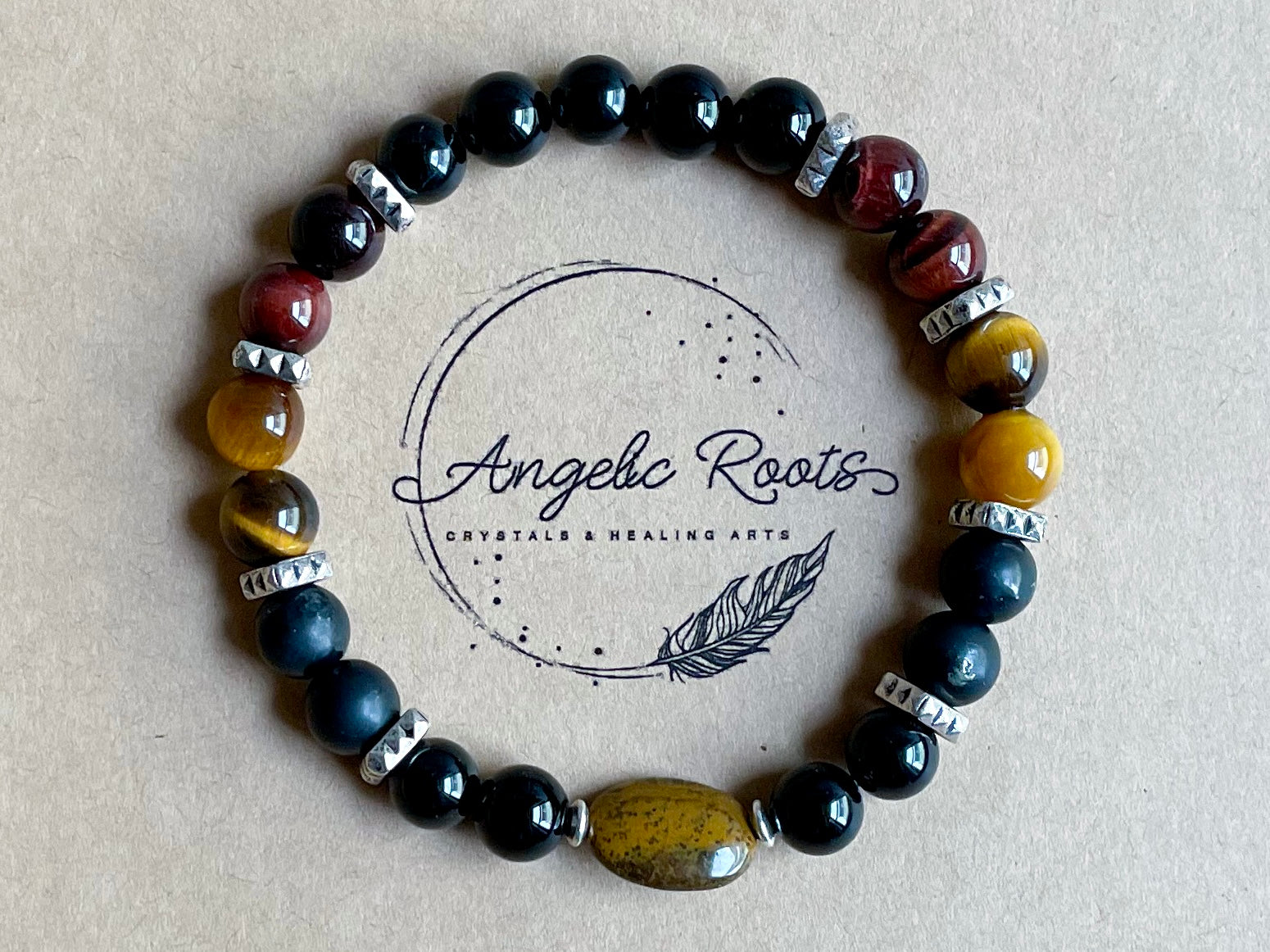 Masculine Line || Tiger's Eye, Red Tiger's Eye, Matte Onyx & Onyx Beaded Bracelet