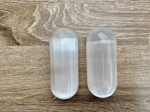 Selenite Harmonizer Pair || Round Edge