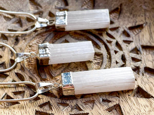 Selenite Silver Dipped Pendant Necklace