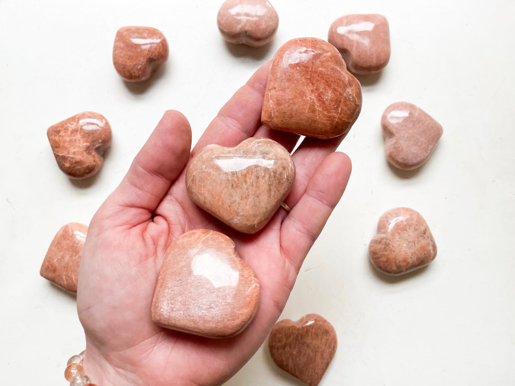 Peach Moonstone Heart || Mini