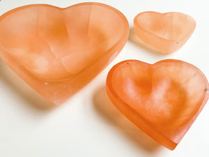 Peach Selenite Heart Bowl