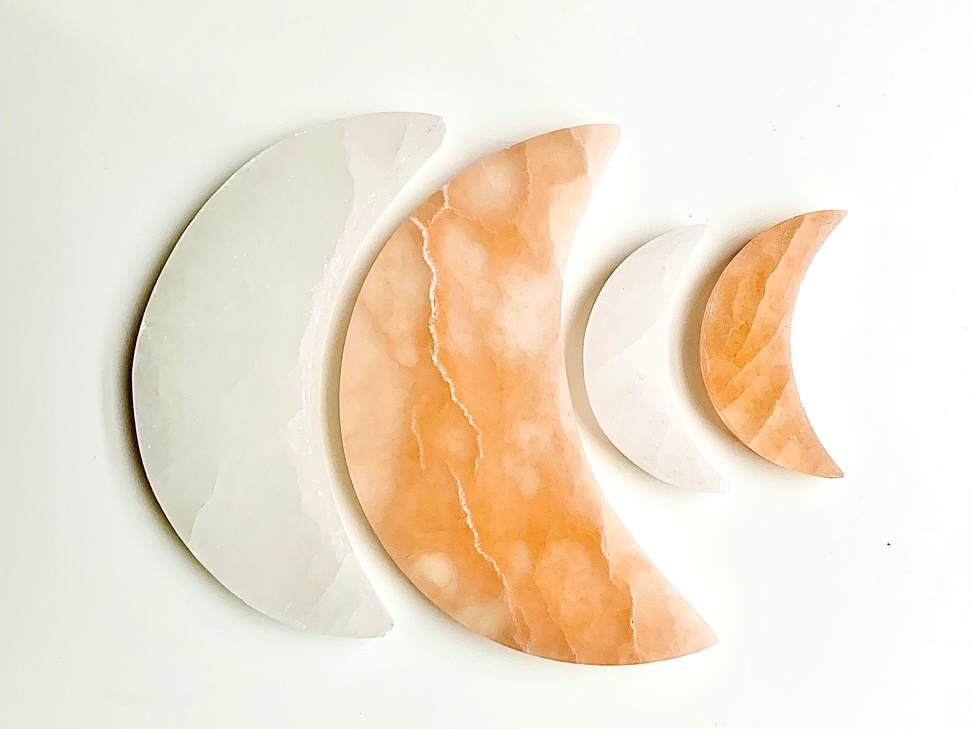 Selenite Flat Moon Plate