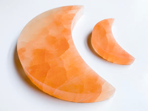 Peach Selenite Flat Moon Plate