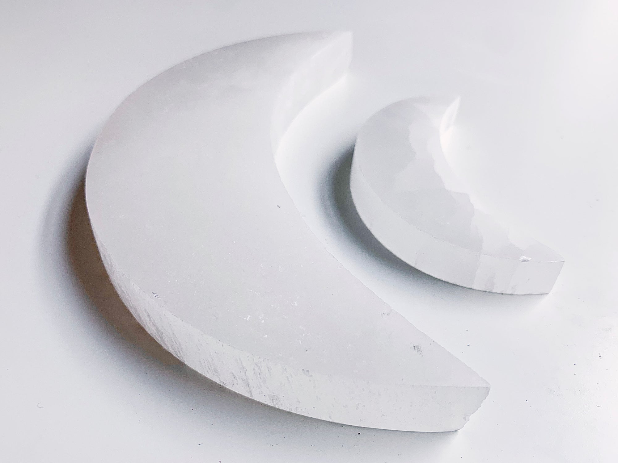 Selenite Flat Moon Plate