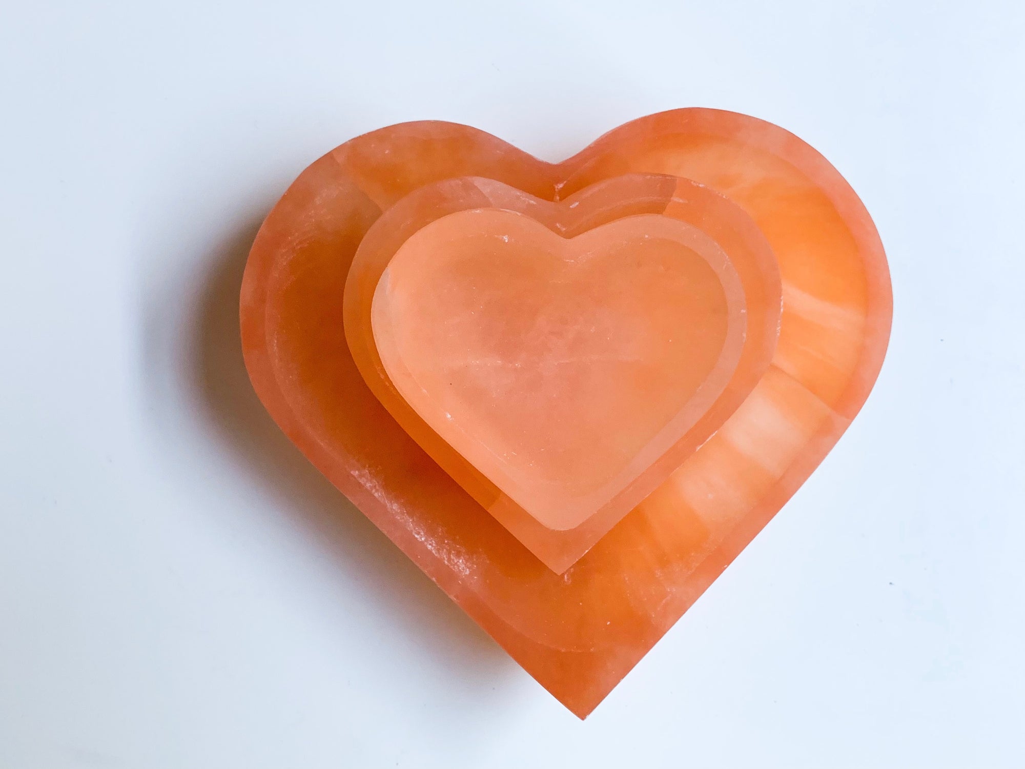 Peach Selenite Heart Bowl