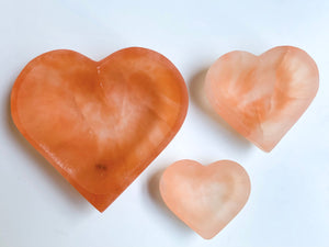 Peach Selenite Heart Bowl