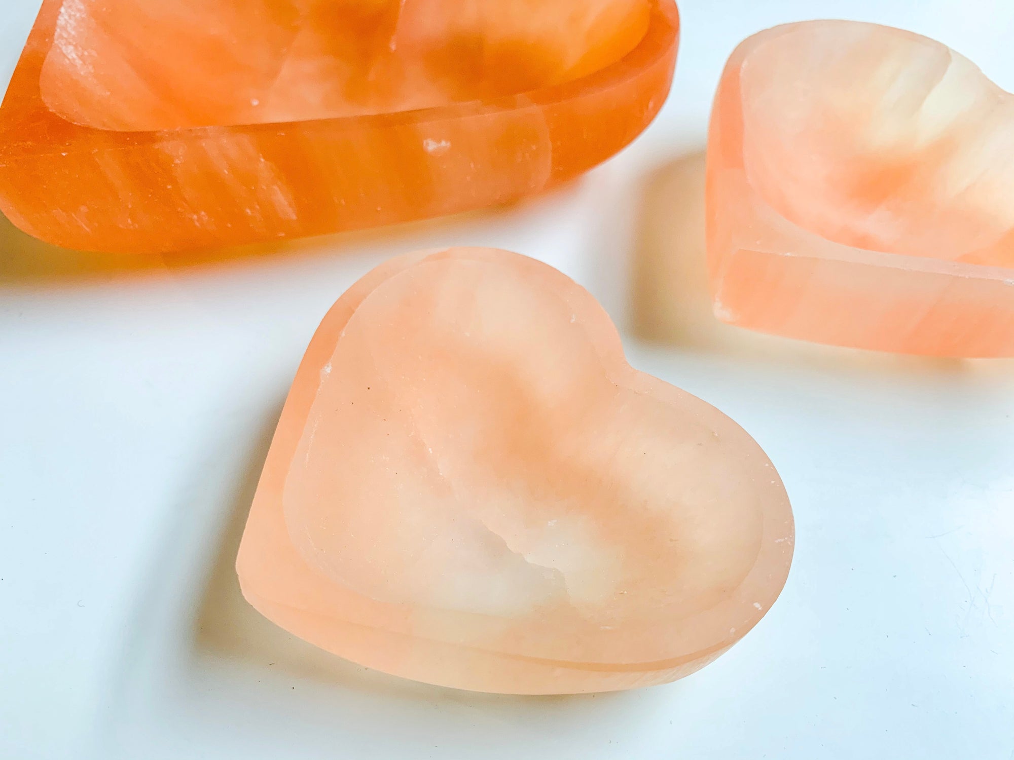 Peach Selenite Heart Bowl