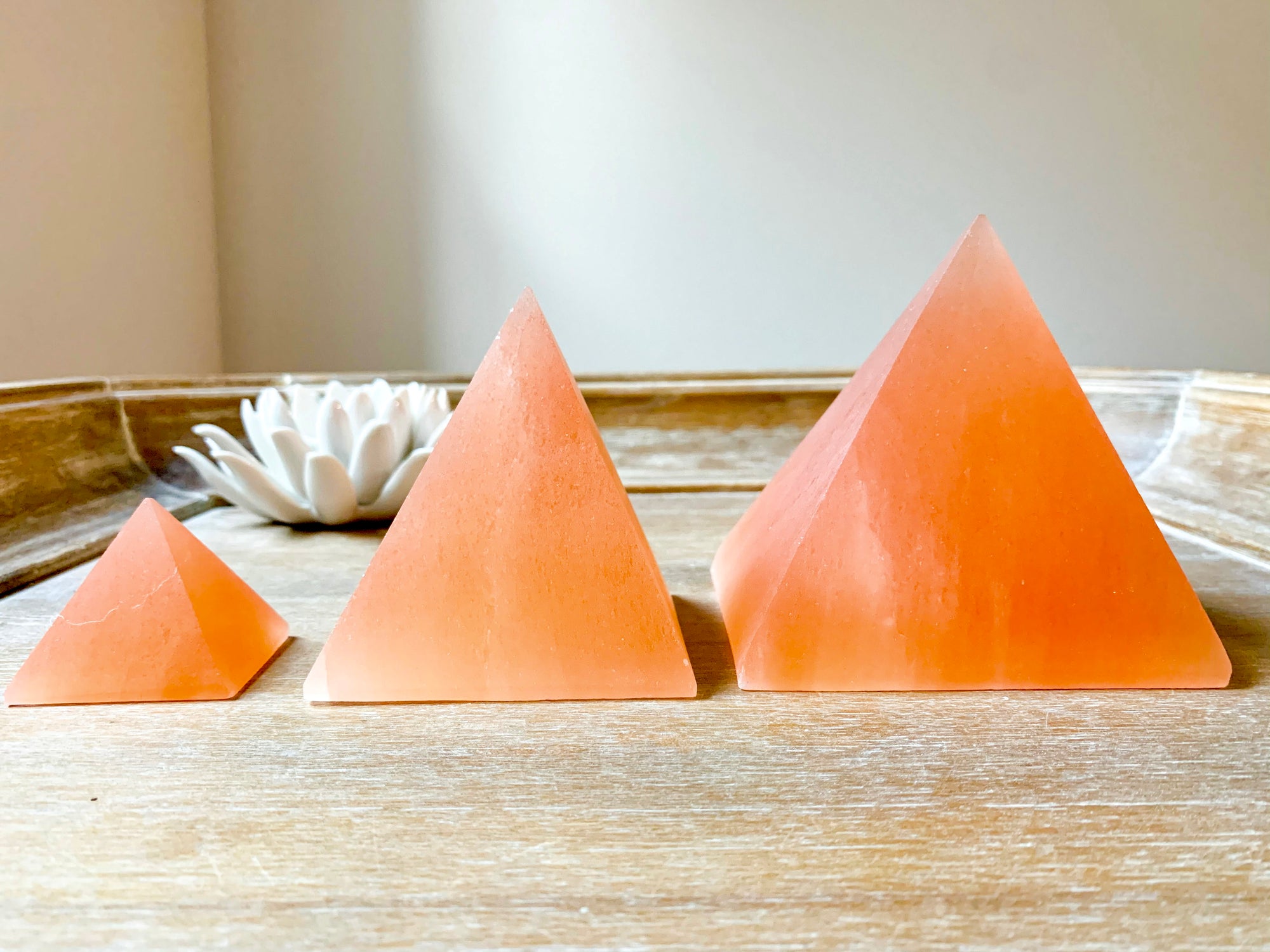 Peach Selenite Pyramid