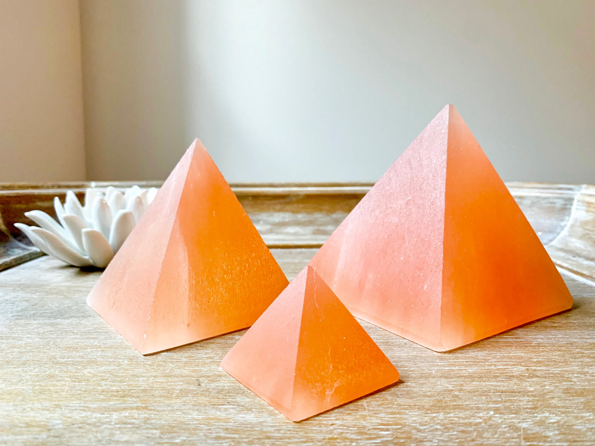 Peach Selenite Pyramid