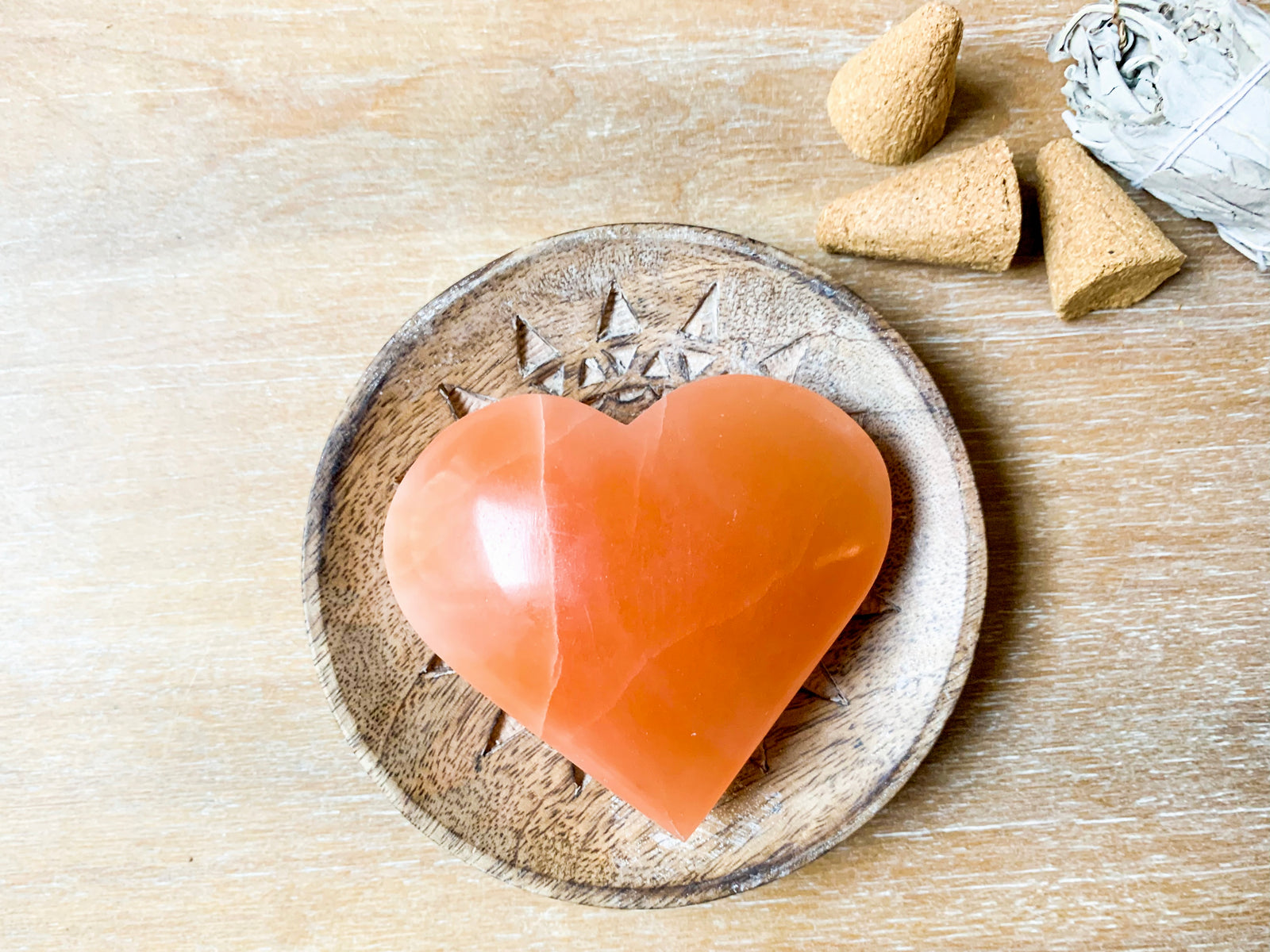 Peach Selenite Hearts