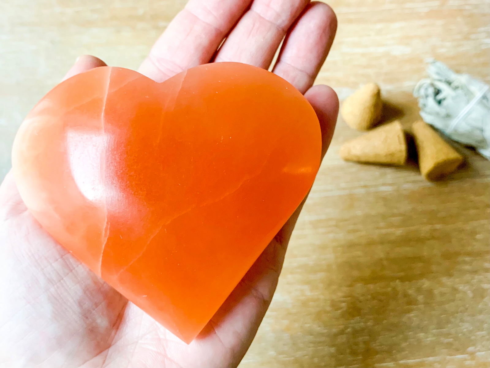 Peach Selenite Hearts