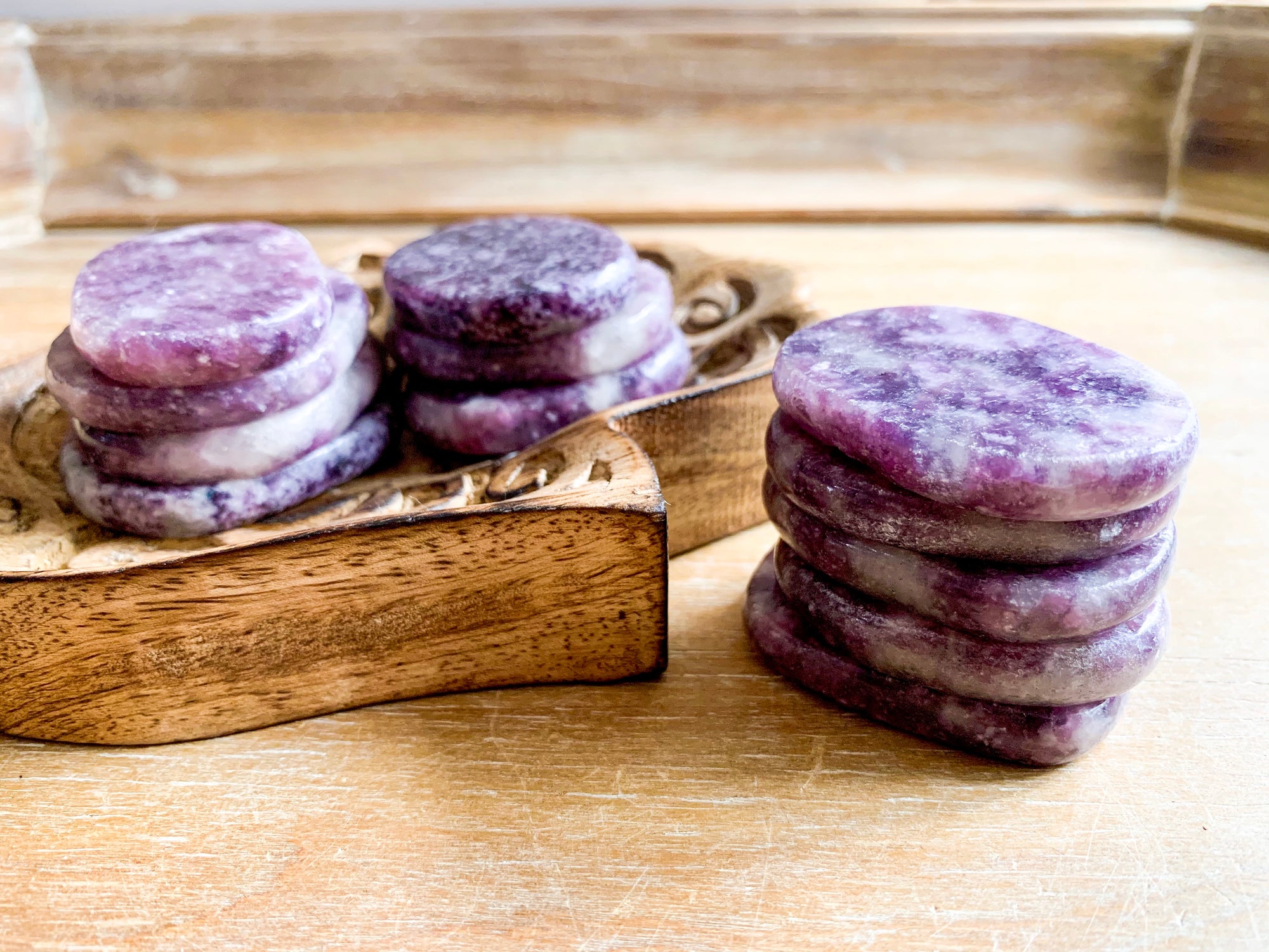 Lepidolite Flat Palm Stone