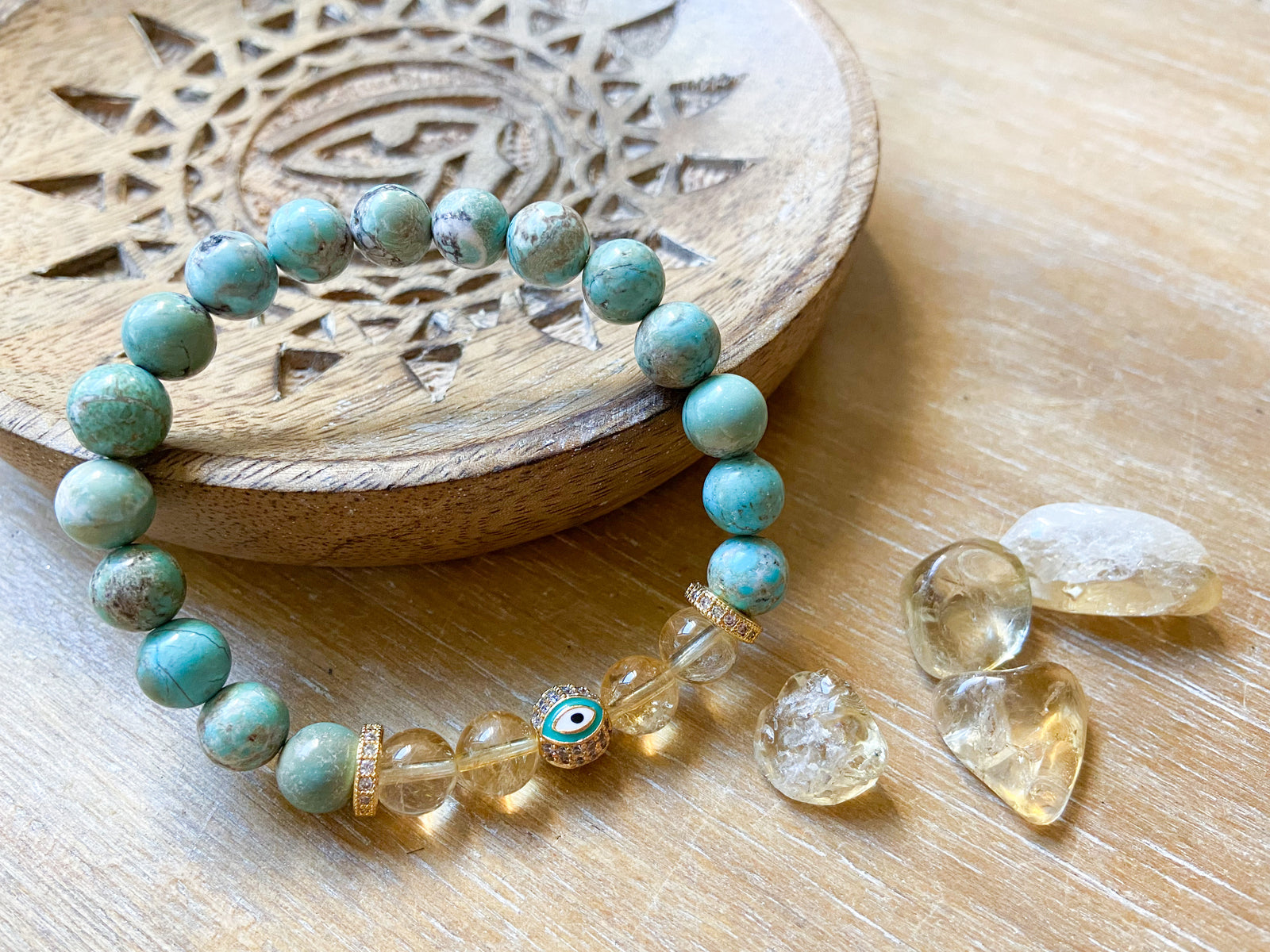 Turquoise & Citrine || Evil Eye Protection || Reiki Infused