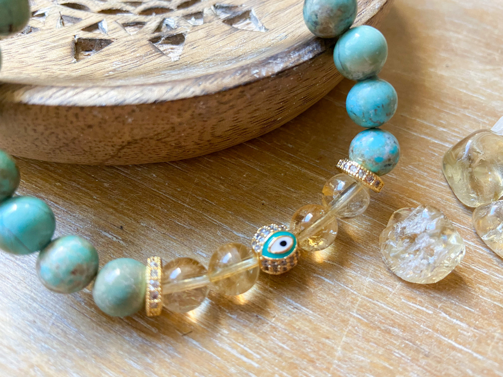 Turquoise & Citrine || Evil Eye Protection || Reiki Infused