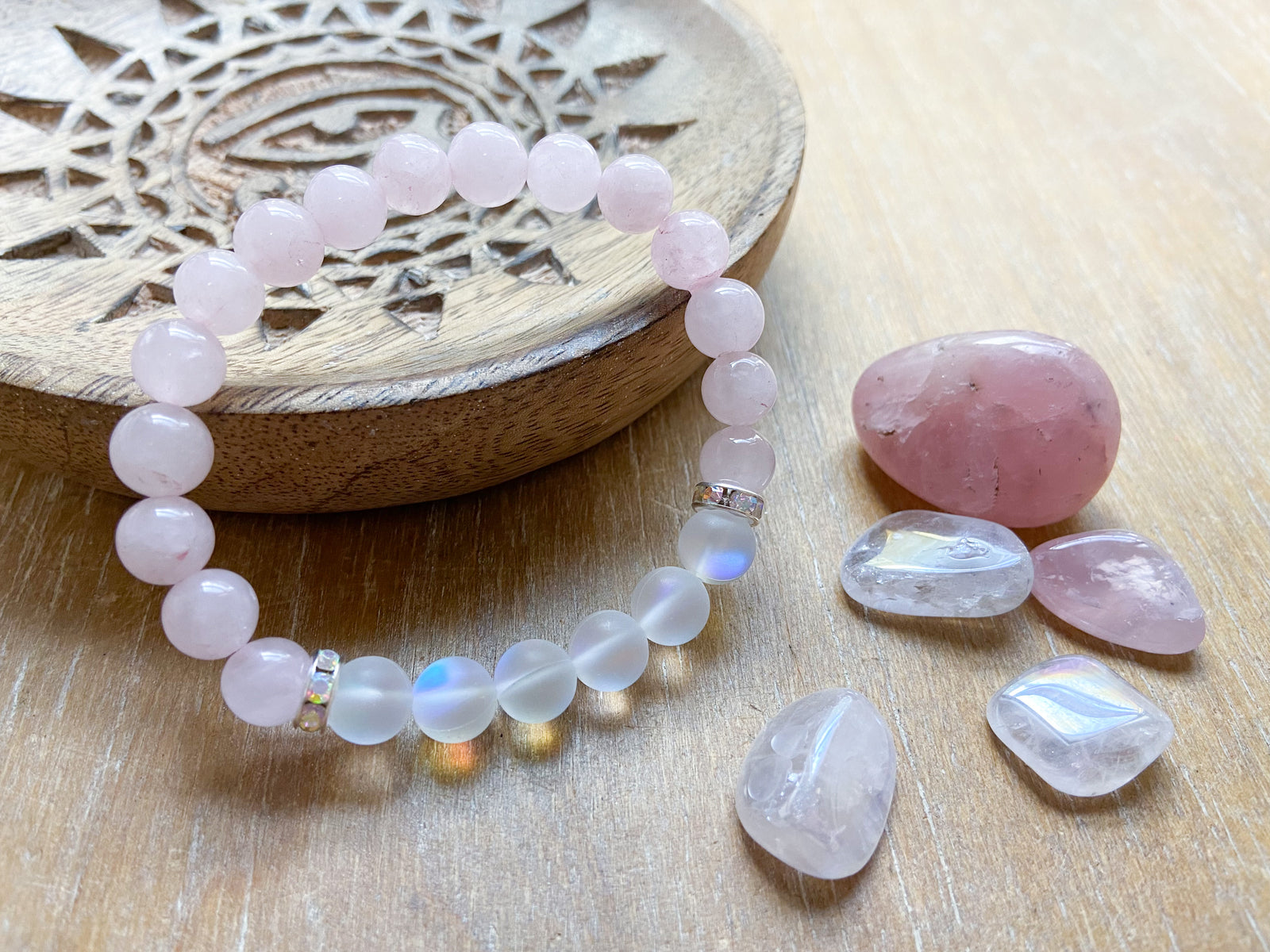 Rose Quartz & Aura Quartz || Reiki Infused