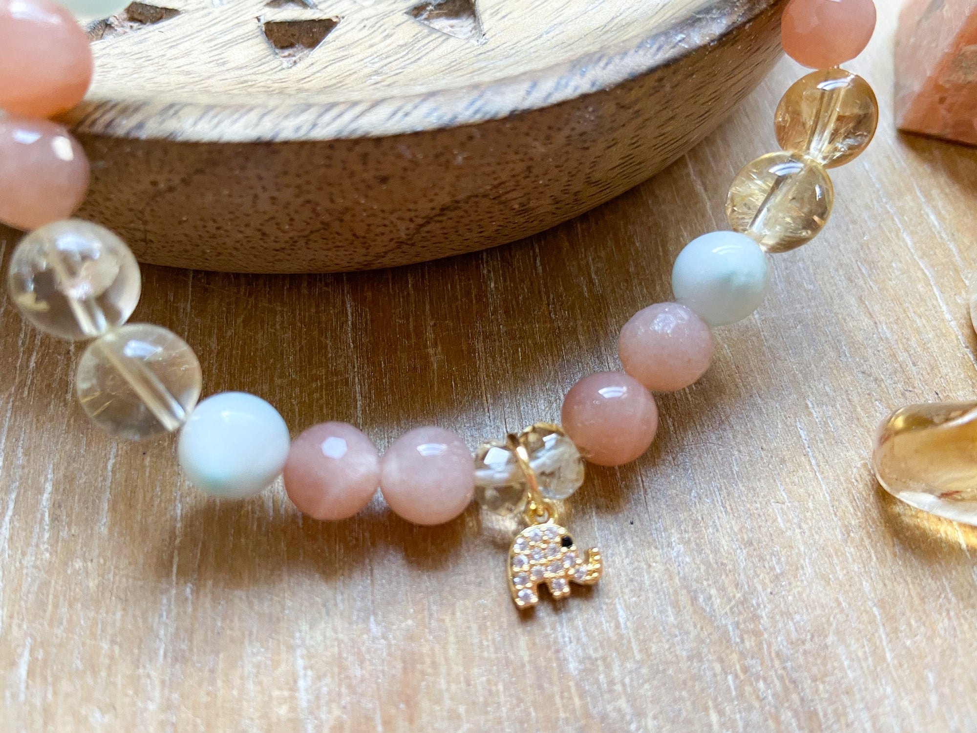 Citrine, Green Angelite & Peach Moonstone || Reiki Infused