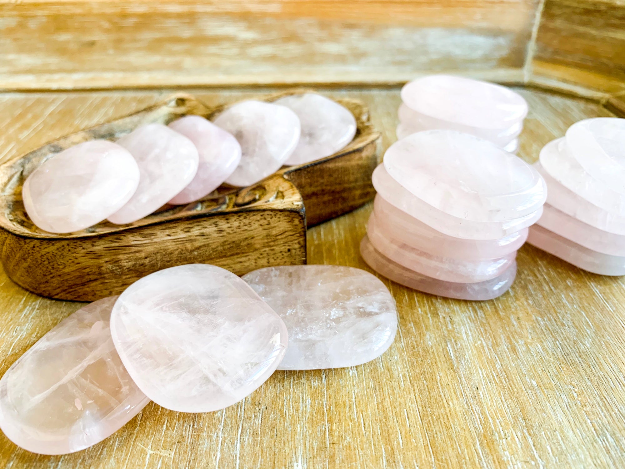 Rose Quartz Flat Palm Stone