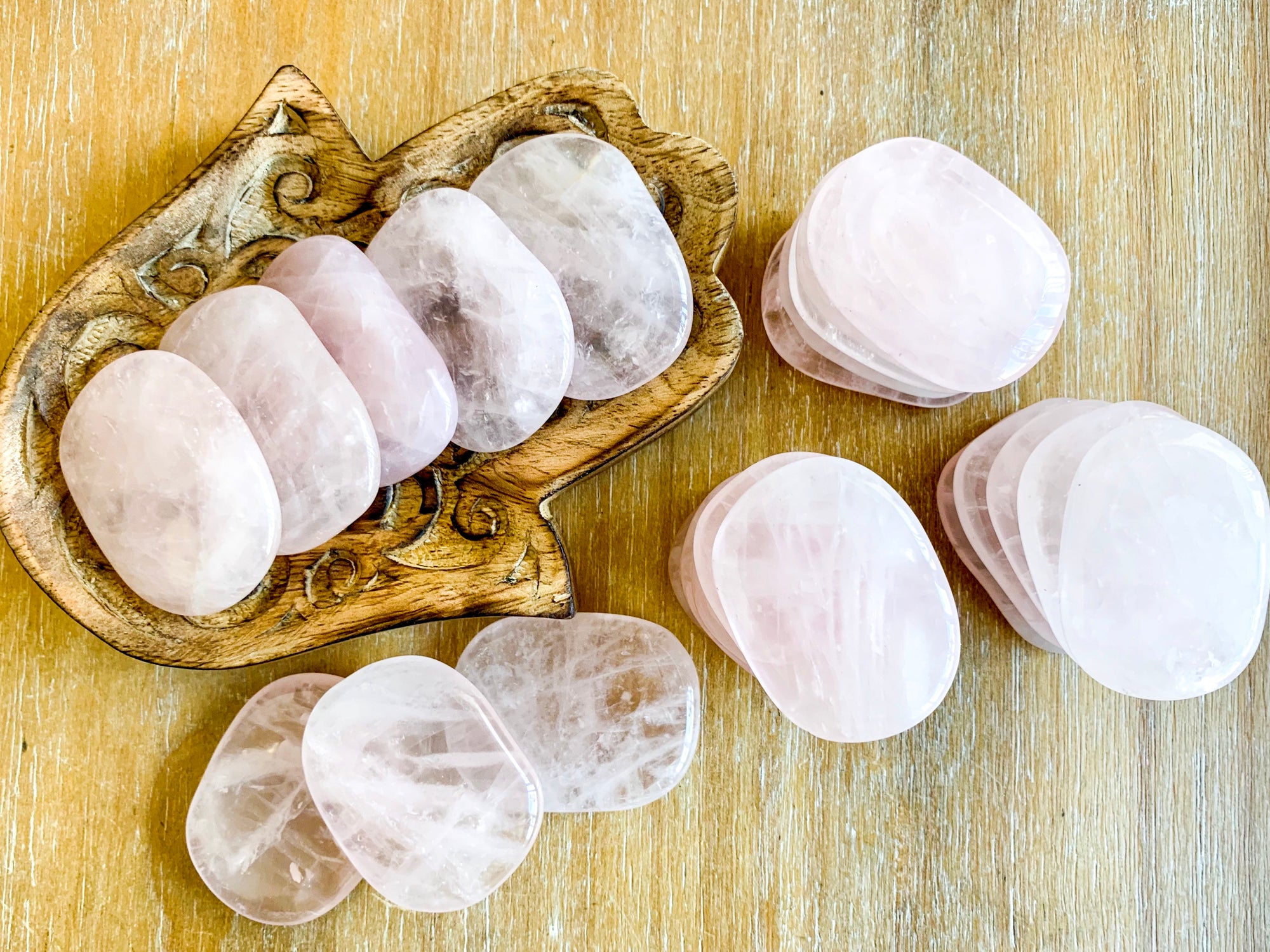 Rose Quartz Flat Palm Stone