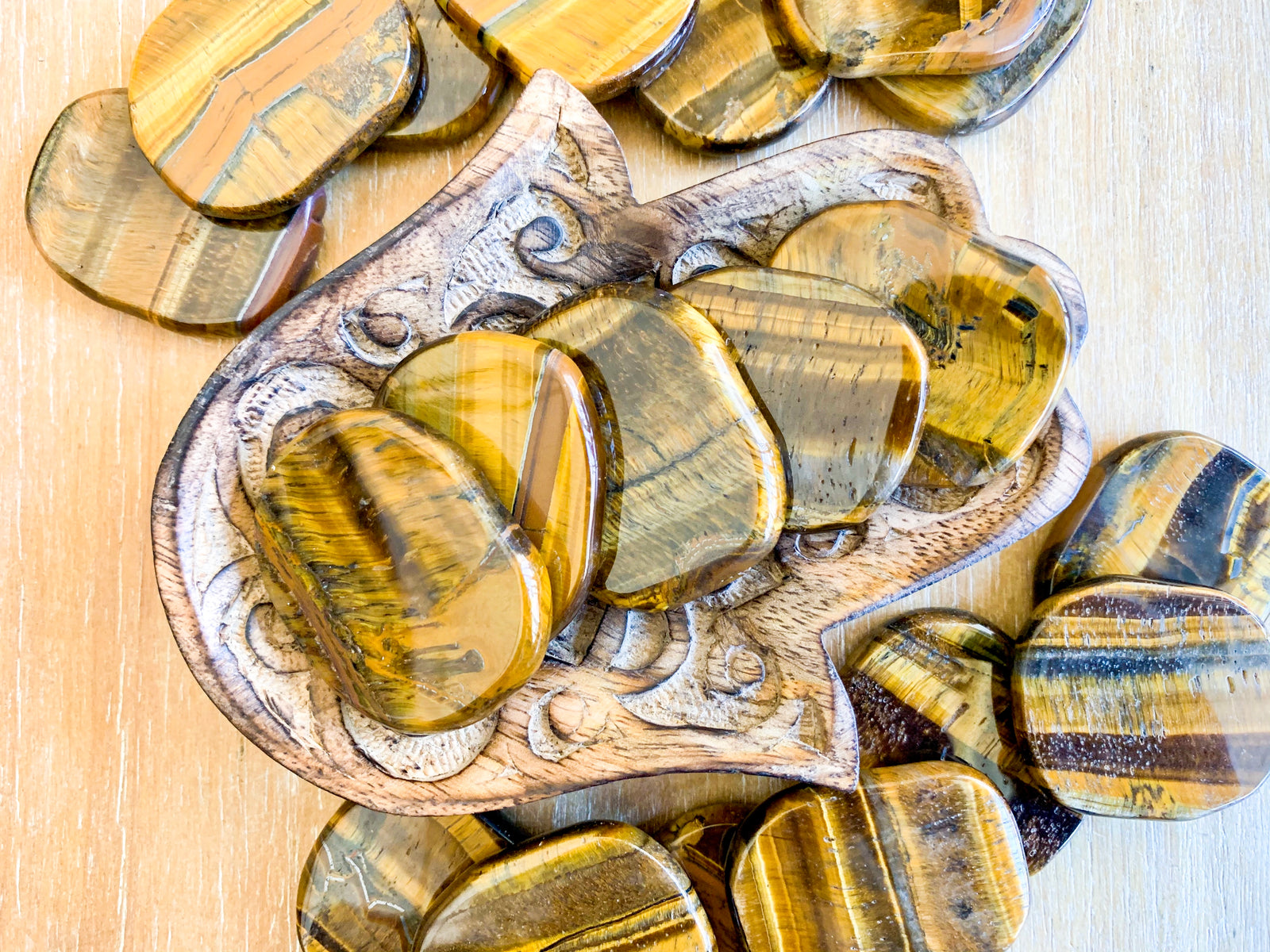 Tiger Eye Flat Palm Stone