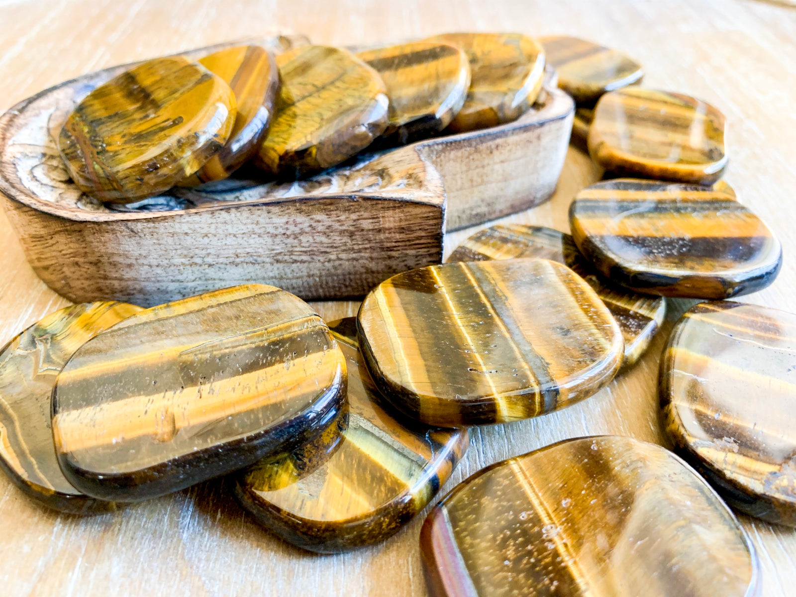 Tiger Eye Flat Palm Stone