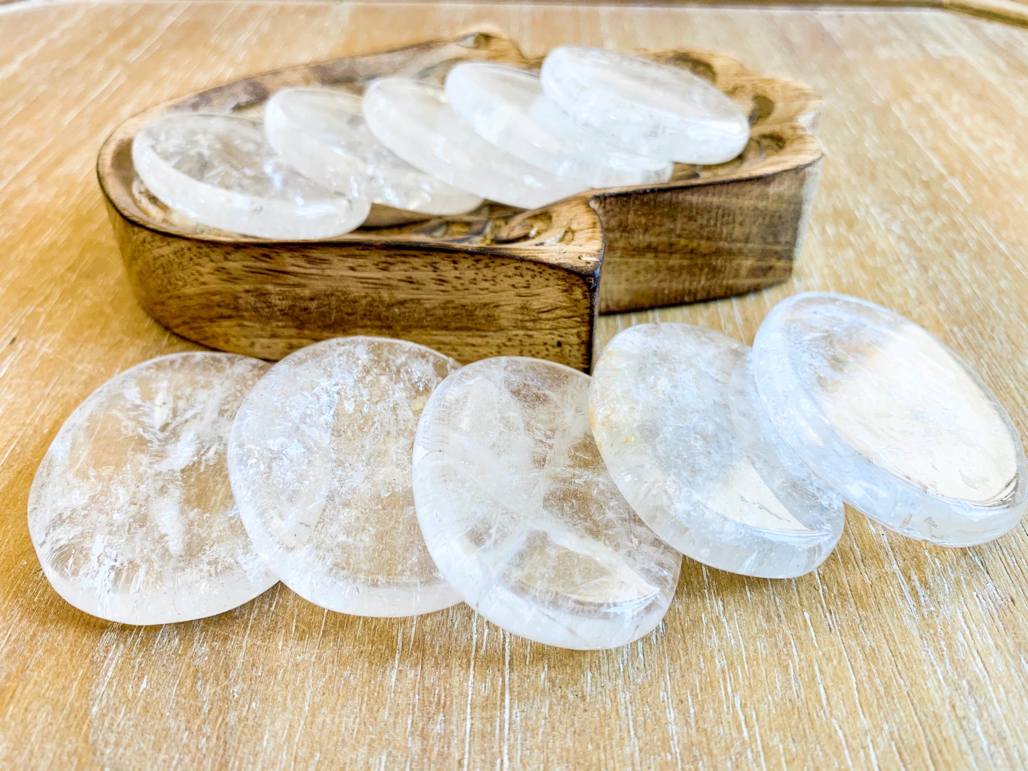 Clear Quartz Flat Palm Stone